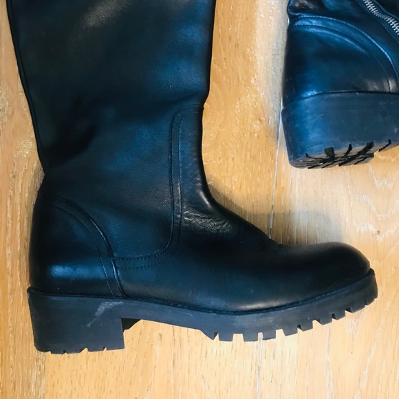 ZARA over the knee Leather Boots - Picture 2 of 6